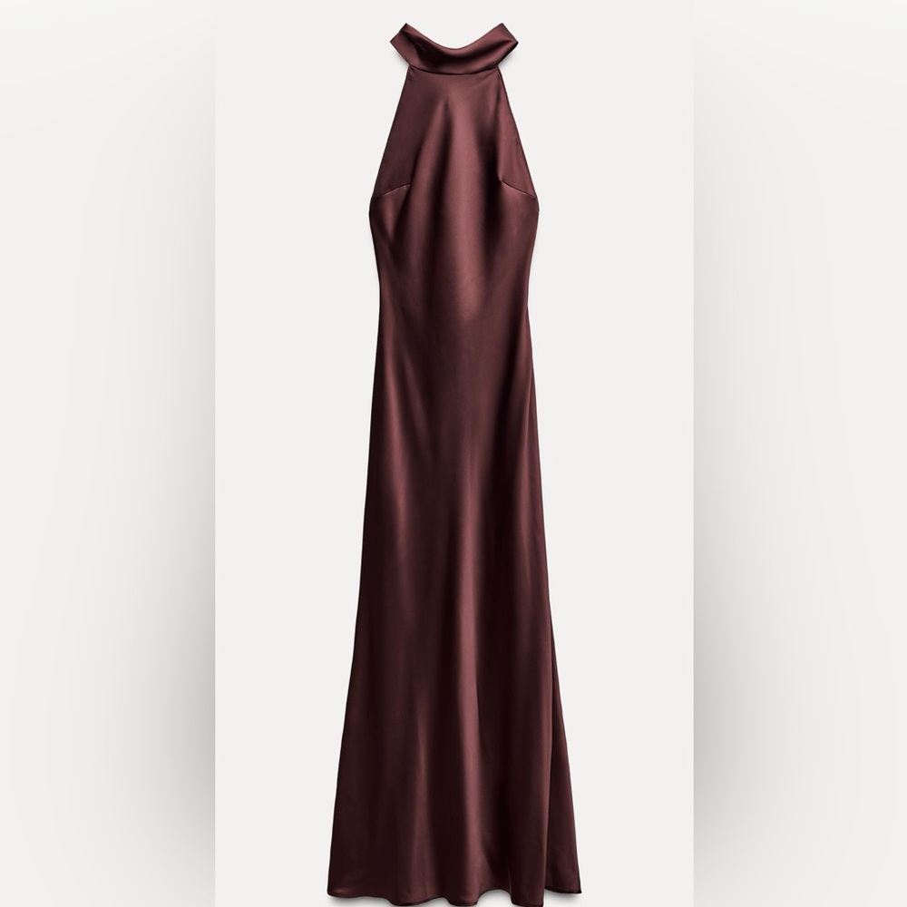 Zara Burgundy Halter Maxi Dress